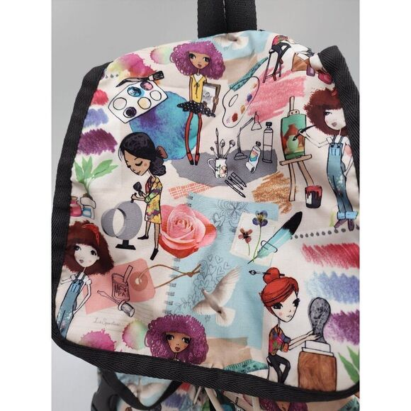 Lesport sac Colorful Artist-Themed Backpack With Drawstring & Buckle Closures Ad - Picture 2 of 12